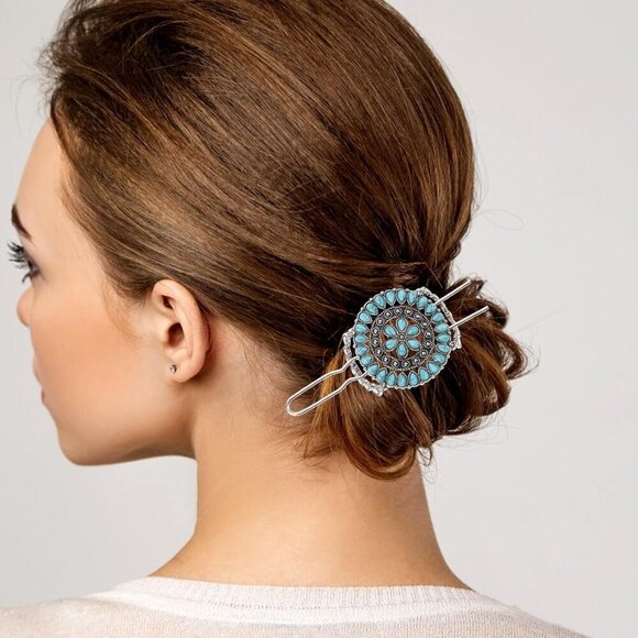 Turquoise Vintage Hair Fork Hairpin Chinese Style Hair Accessory for Women main image 8
